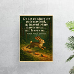 ralph waldo emerson quote go where there is no path and leave a trail poster 7