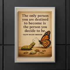 ralph waldo emerson quote the only person you are destined to become is who you decide to be poster 5