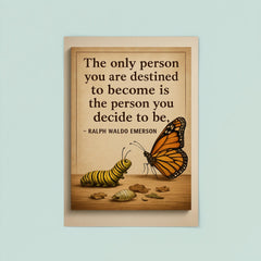 ralph waldo emerson quote the only person you are destined to become is who you decide to be poster 8