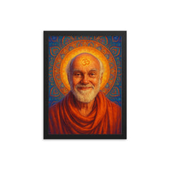 Ram Dass framed print on a plain backdrop in size 12"x16".