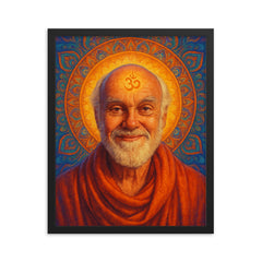 Ram Dass framed print on a plain backdrop in size 16"x20".