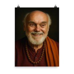 Ram Dass portrait poster on a plain backdrop in size 8"x10".