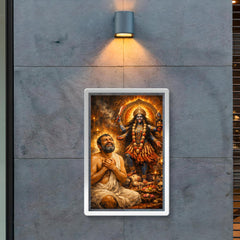 Ramakrishna ecstatic beside Kali shrine poster 2