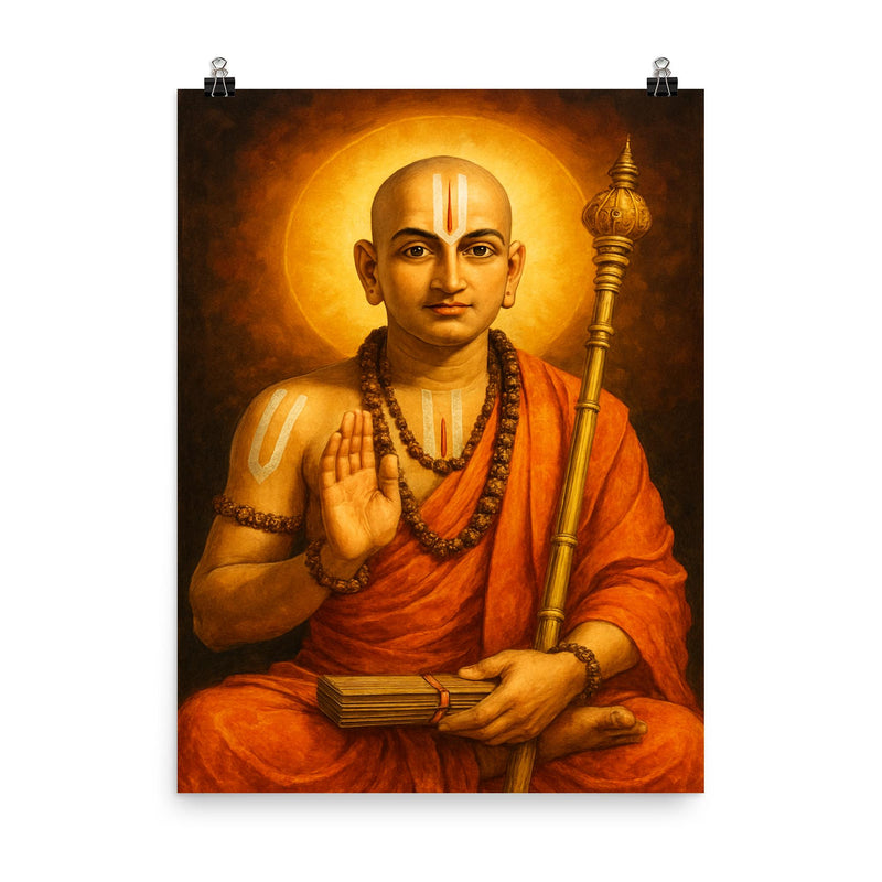 Ramanuja poster on a plain backdrop in size 8