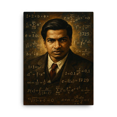 Ramanujan canvas print on a plain backdrop in size 18"x24".