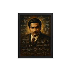Ramanujan framed print on a plain backdrop in size 12"x16".