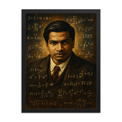 Ramanujan framed print on a plain backdrop in size 18"x24".