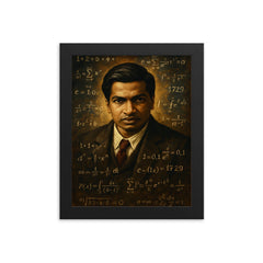 Ramanujan framed print on a plain backdrop in size 8"x10".