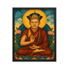 Rangjung Rigpe Dorje framed print on a plain backdrop in size 16"x20".