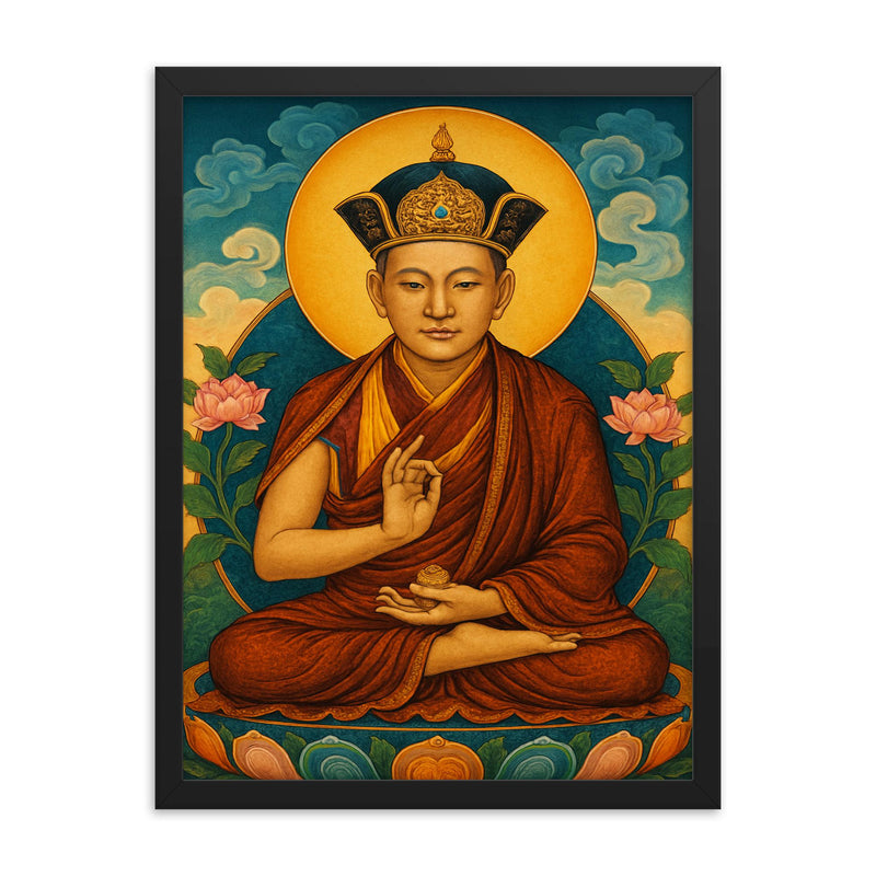 Rangjung Rigpe Dorje framed print on a plain backdrop in size 18