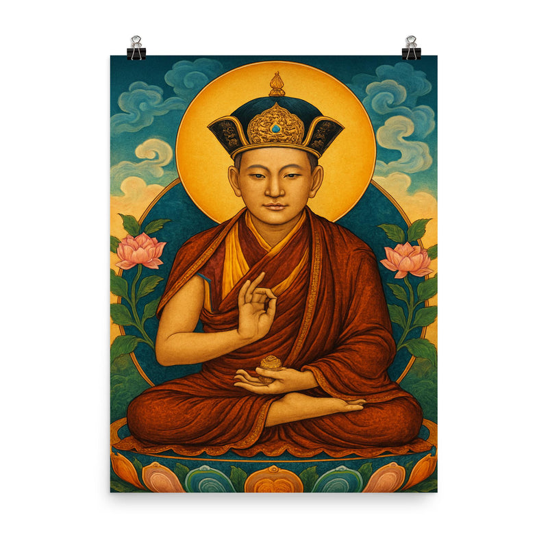 Rangjung Rigpe Dorje poster on a plain backdrop in size 8