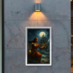 Rani Abbakka confronting Portuguese warships at night poster 2