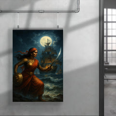 Rani Abbakka confronting Portuguese warships at night poster 4