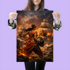 Rani Abbakka facing Portuguese warships at dusk poster 3