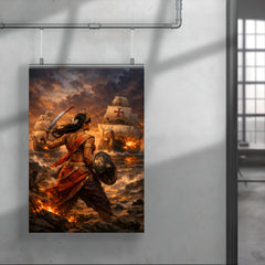 Rani Abbakka facing Portuguese warships at dusk poster 4