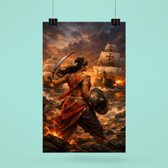 Rani Abbakka facing Portuguese warships at dusk poster 6
