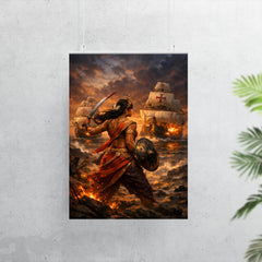 Rani Abbakka facing Portuguese warships at dusk poster 7
