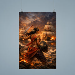 Rani Abbakka facing Portuguese warships at dusk poster 9