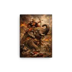 Rani Durgavati on elephant during last battle canvas print on a plain backdrop in size 12"x16".