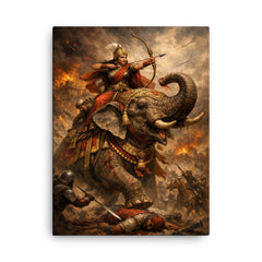Rani Durgavati on elephant during last battle canvas print on a plain backdrop in size 18"x24".