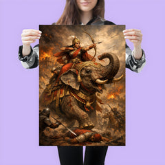 Rani Durgavati on elephant during last battle poster 3
