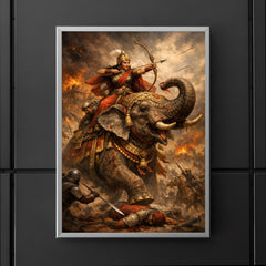 Rani Durgavati on elephant during last battle poster 5
