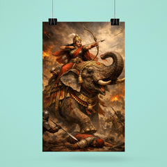 Rani Durgavati on elephant during last battle poster 6