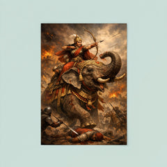 Rani Durgavati on elephant during last battle poster 8