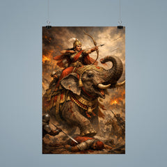 Rani Durgavati on elephant during last battle poster 9