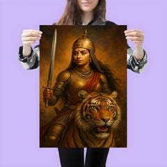 Rani Durgavati tiger hunt armor portrait poster 3