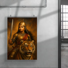 Rani Durgavati tiger hunt armor portrait poster 4