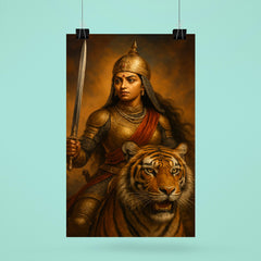 Rani Durgavati tiger hunt armor portrait poster 6