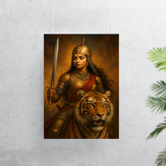 Rani Durgavati tiger hunt armor portrait poster 7