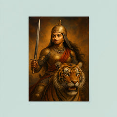 Rani Durgavati tiger hunt armor portrait poster 8