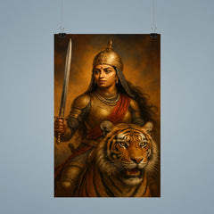 Rani Durgavati tiger hunt armor portrait poster 9