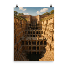 Rani ki Vav Stepwell India poster on a plain backdrop in size 8"x10".