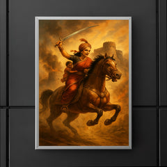Rani Lakshmibai charging from Jhansi fort poster 5