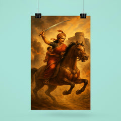 Rani Lakshmibai charging from Jhansi fort poster 6