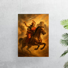Rani Lakshmibai charging from Jhansi fort poster 7