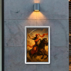 Rani Lakshmibai charging into battle with infant poster 2