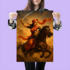 Rani Lakshmibai charging into battle with infant poster 3