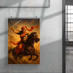 Rani Lakshmibai charging into battle with infant poster 4