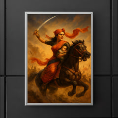 Rani Lakshmibai charging into battle with infant poster 5