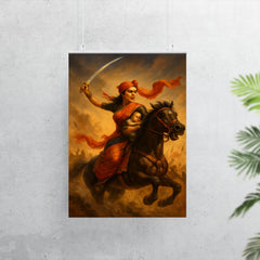 Rani Lakshmibai charging into battle with infant poster 7