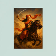 Rani Lakshmibai charging into battle with infant poster 8
