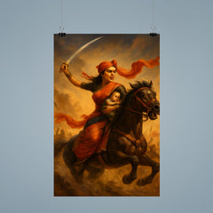 Rani Lakshmibai charging into battle with infant poster 9