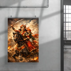 Rani Lakshmibai charging on horseback with child poster 4