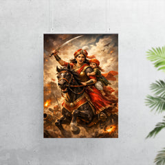 Rani Lakshmibai charging on horseback with child poster 7