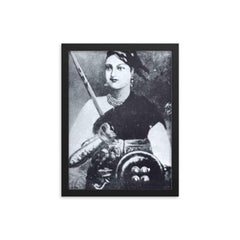 Rani Lakshmibai framed print on a plain backdrop in size 12"x16".