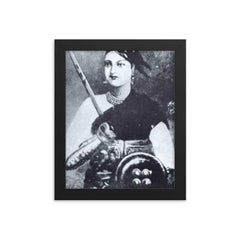 Rani Lakshmibai framed print on a plain backdrop in size 8"x10".